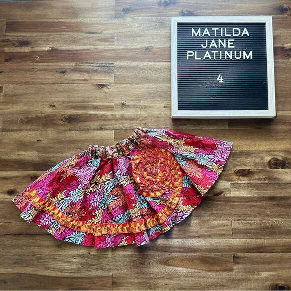 NEW Matilda Jane Platinum Gretchen Floral Circle Twirl Skirt Red Orange Purple 4 - Picture 1 of 7